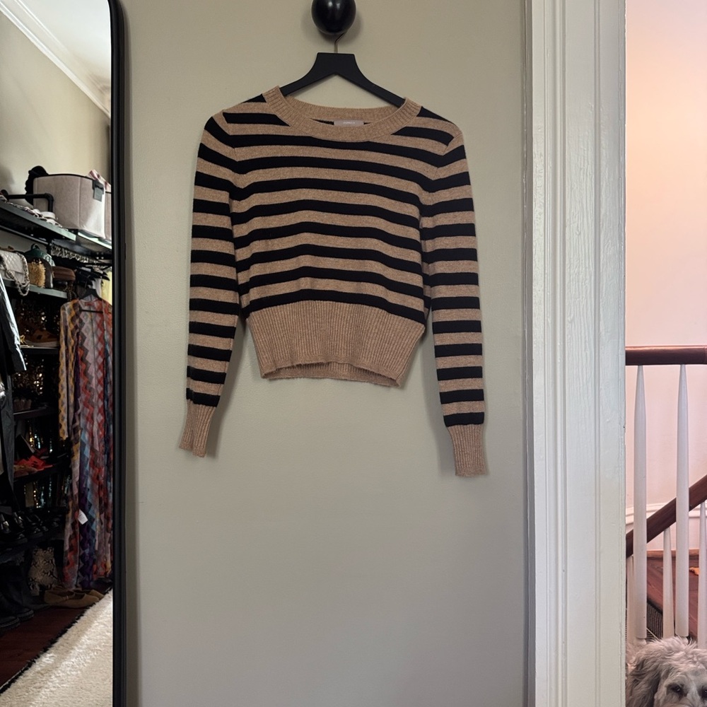 jcrew striped shrunken cashmere sweater